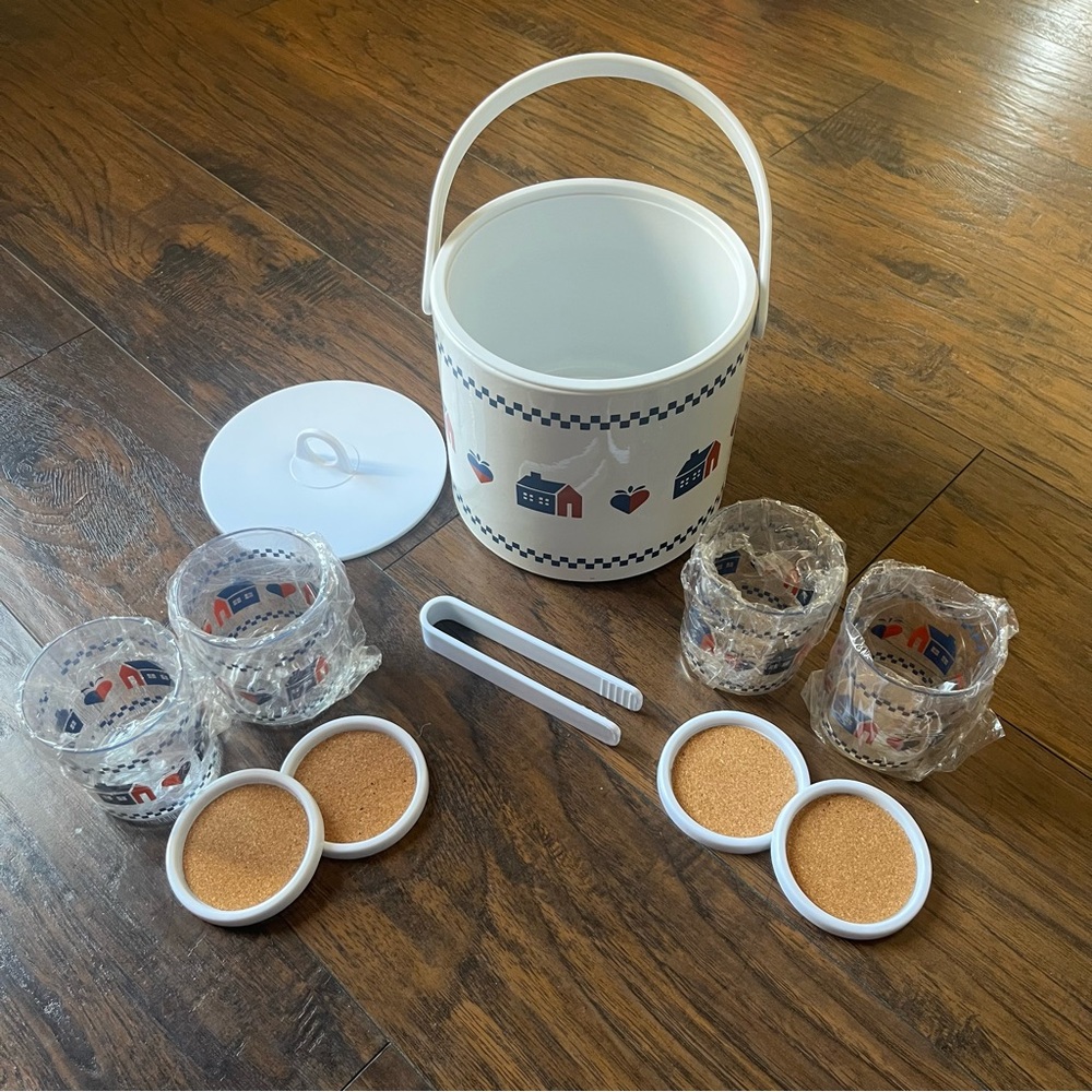 American Ice Bucket ~ Vintage Acrylic Ice Bucket patriotic~ Heart and Home Set
